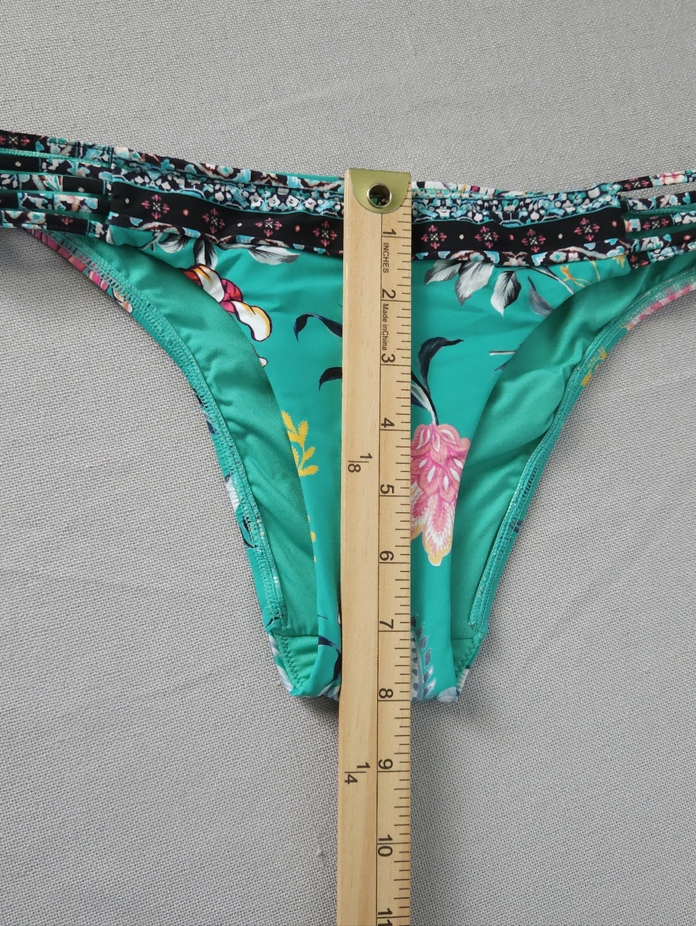 Seafolly Water Garden Multi Rouleau Brazilian Bikini Bottom 8 AU US 4 Evergreen - Picture 10 of 10
